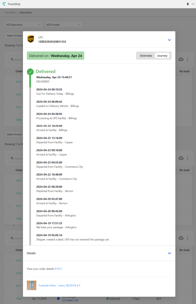 Shipments Dashboard - TrackShip Docs