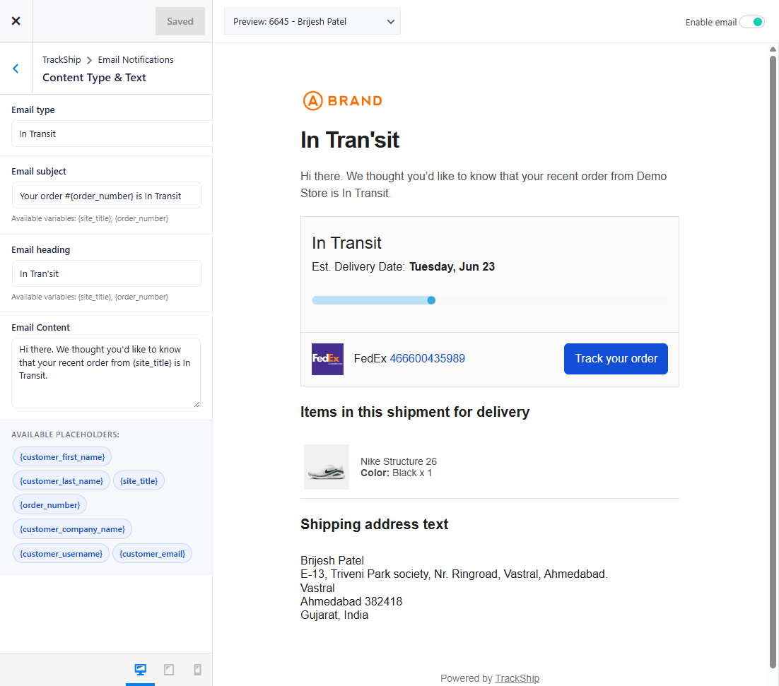 Email Notifications - TrackShip Docs