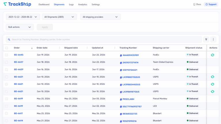 Shipments - TrackShip Docs