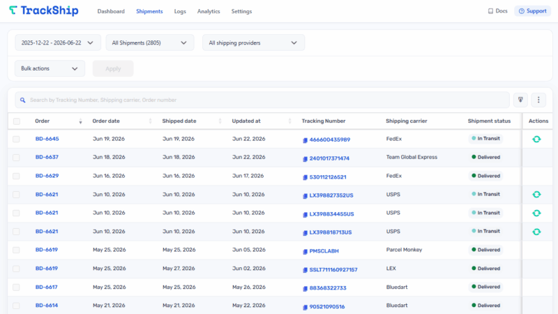 Shipments - TrackShip Docs