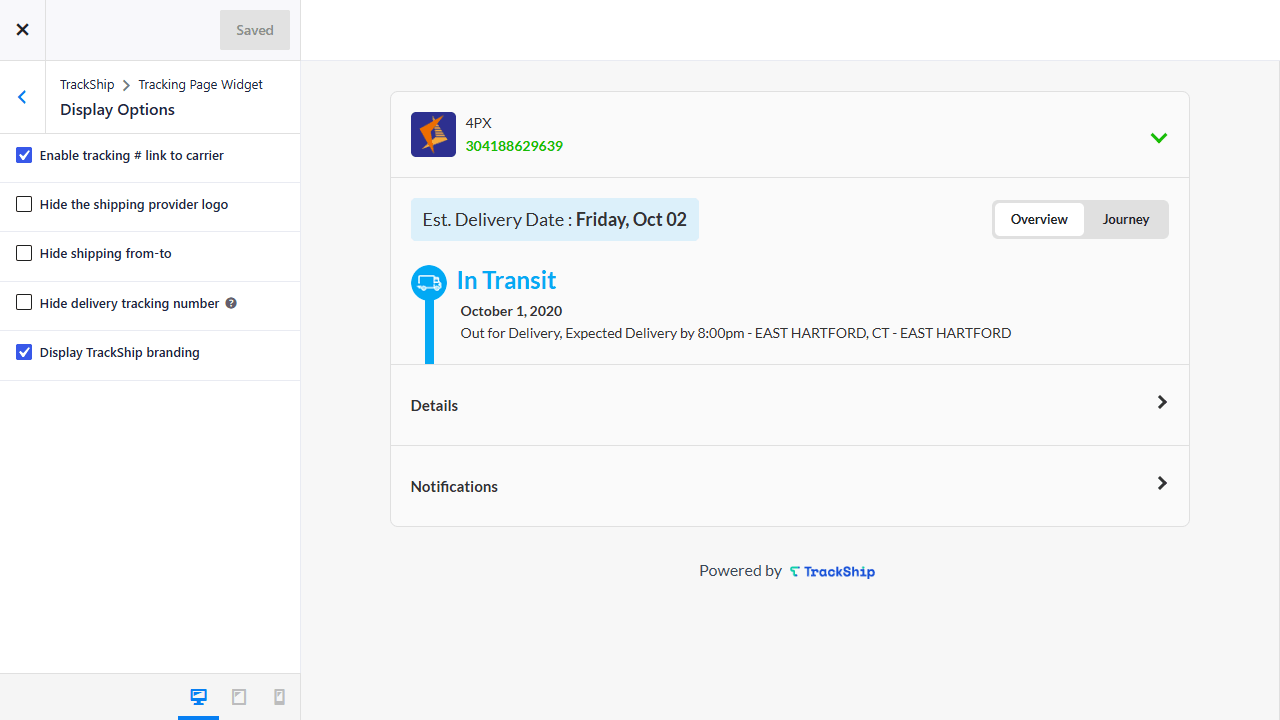 Tracking Page - TrackShip Docs