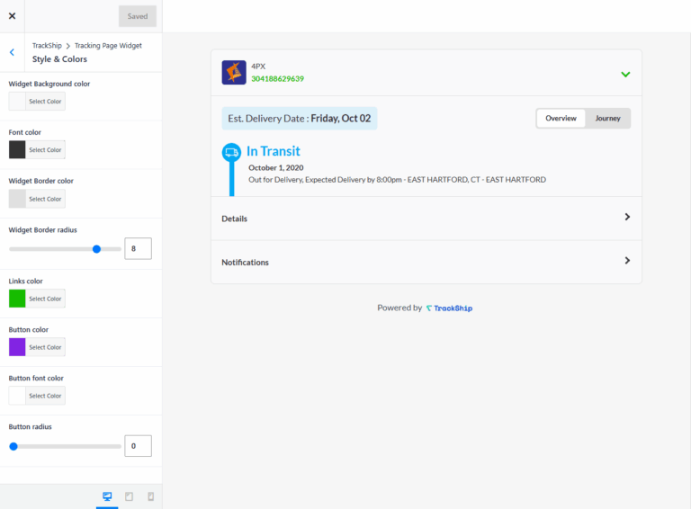 Tracking Page - TrackShip Docs
