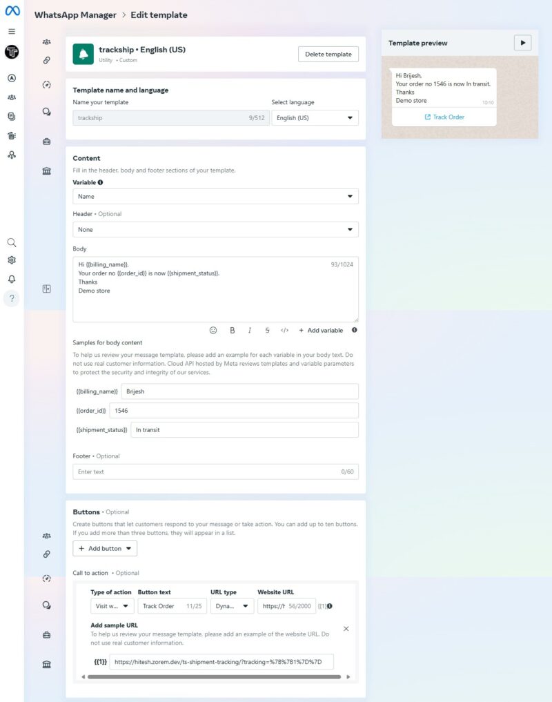 WhatsApp Business - TrackShip Docs